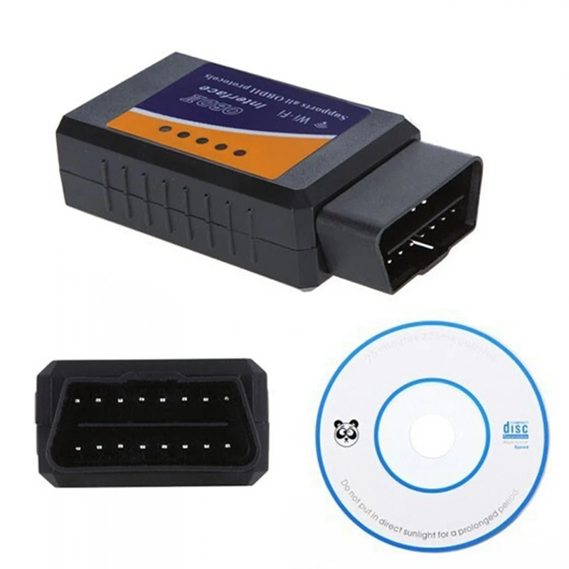 ELM327 Wi-Fi OBD2 считыватель кодов автоматический сканер диагностический инструмент работа на смартфоне Android IOS приложение автомобильный OBD компьютерный сканер - Цвет: Black Color