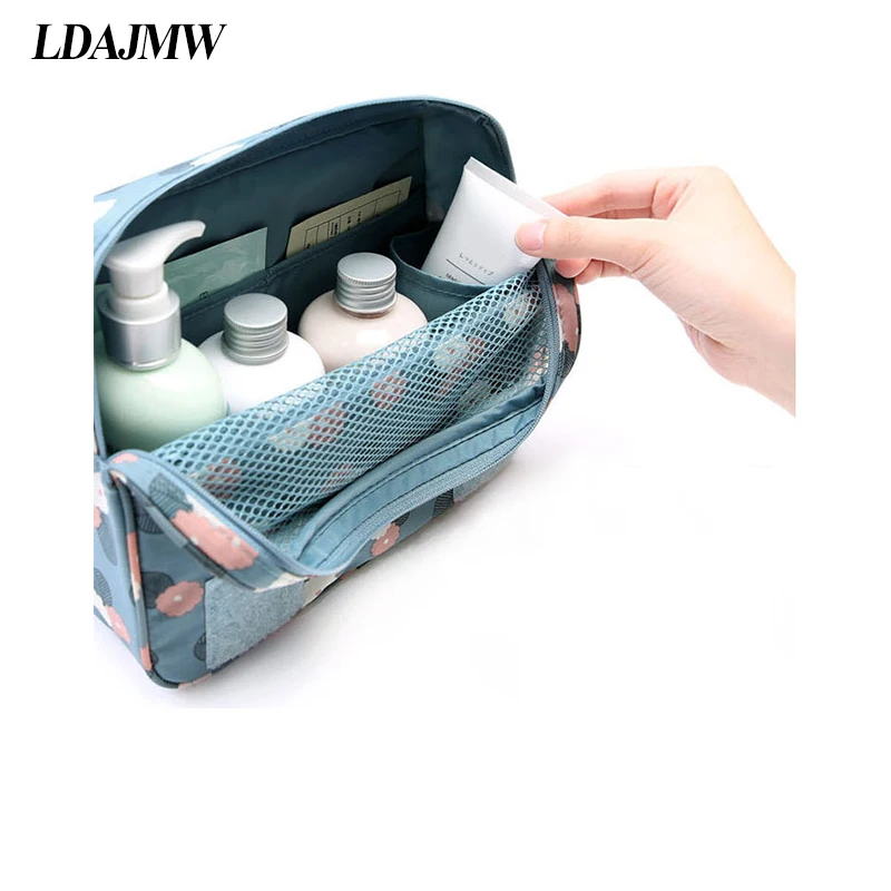 المحمولة للطي طباعة تعليق الزينة كيت واضح السفر حقيبة التخزين التجميل حمل المنظم للسفر الحمام حقائب جريل هدية