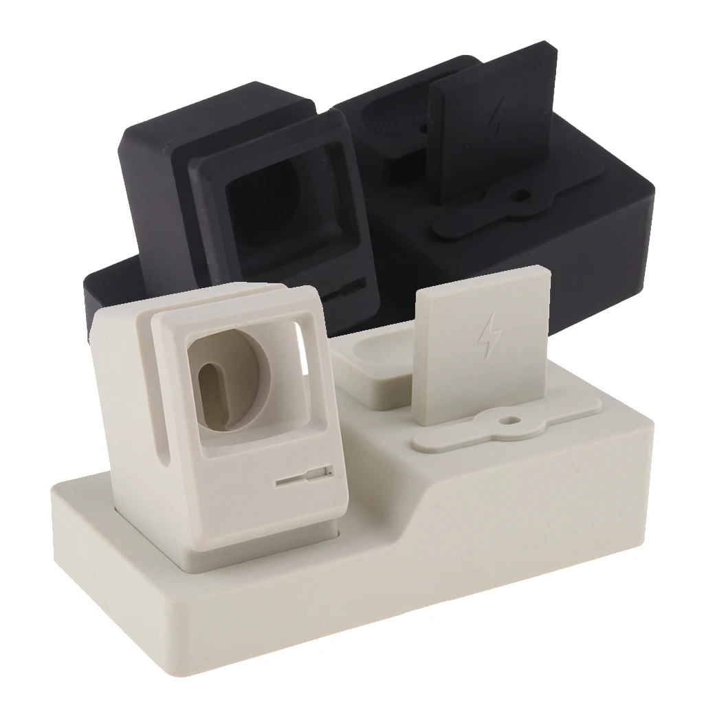 3 In 1 For Apple iPhone Silicone Charging Dock Charger Station Bracket Phone Holder 2 Colors