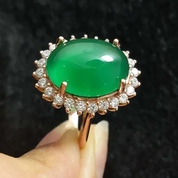 

FLZB ,Classic Real 925 Sterling Silver Rings For Women Green Emerald Color Oval Gemstone Romantic Engagement Big Ring