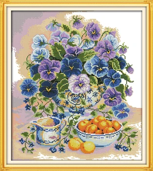 

Joy sunday still life style Flowers and fruit free counted cross stitch needlepoint kits for sale online store
