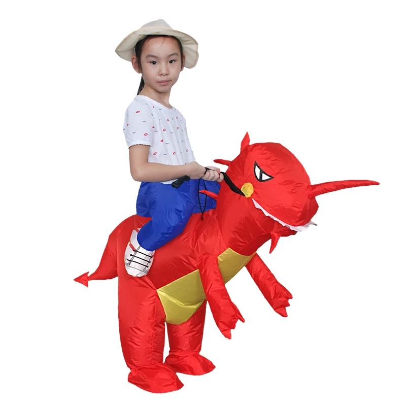 

Inflatable Red Dinosaur Kids Costume T-Rex Cosplay Clothes For Girl Boy Riding Horse Toy Halloween Party Carnival Dress Blow Up