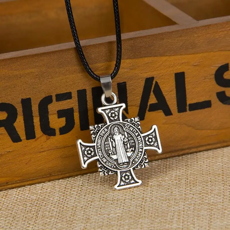 Catholic Religious Gifts Antique Silver Plated Saint St. Benedict St