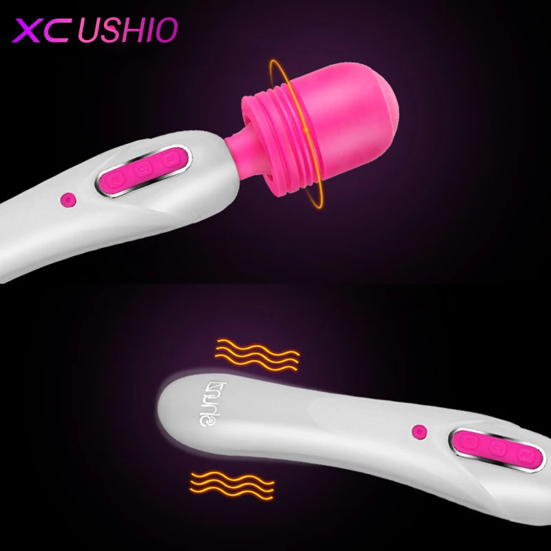  USB Charging ROTATION AV Massager Powerful Quiet Double Vibrating Wand Vibrating Stick AV Rod Vibrators Sex Toys 