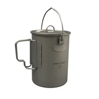 Jolmo Lander Titanium Pot with Bail Handle Outdoor Ultralight Folding Pot 900ml 1