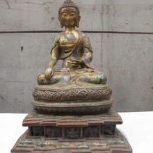 Xd 002640 1" Тибет Буддийского Фейн Чистая Бронзовый Свинка перегородчатой Шакьямуни Будда скульптуры