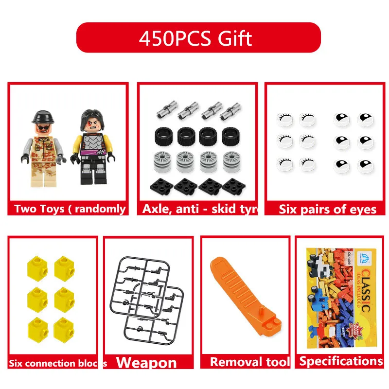 Dubbi 1000pcs 450pcs Building Blocks diy brick with accessory kits Compatible legoe Educational Toys Bulk For Children Gift
