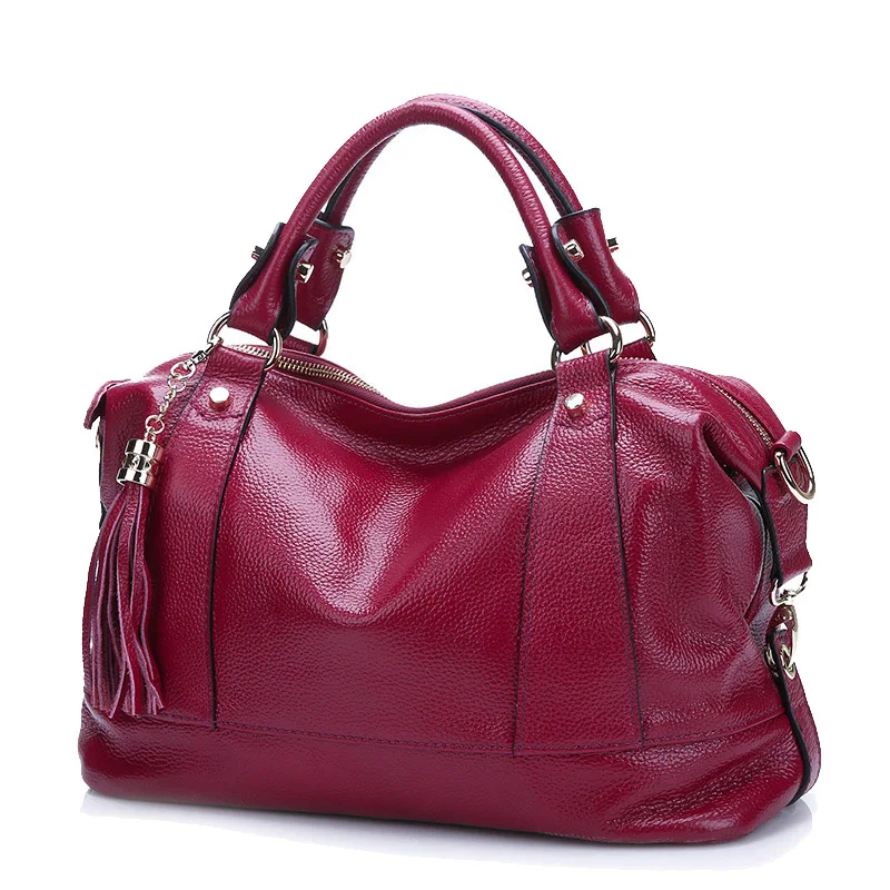 Женская сумка тоут из мягкой натуральной коровьей кожи с кисточками|brand handbags|handbag