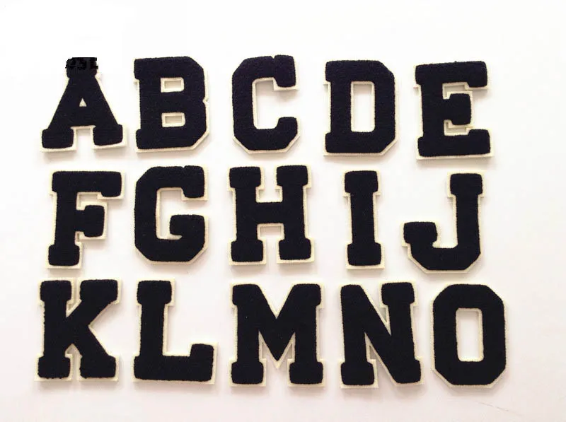 

FREE Shipping custom chenille patches for the 26 letters A-Z as sew on the clothing