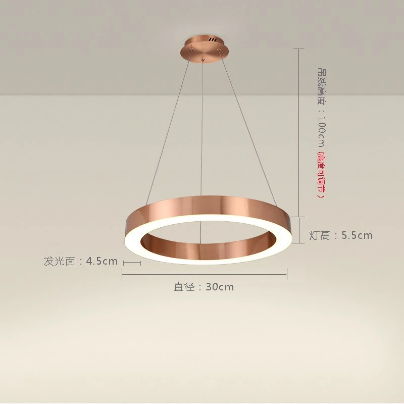 Современный светодиодный подвесной светильник с круглым золотым кольцом, подвесной светильник для столовой, гостиной, подвесной светильник из нержавеющей стали