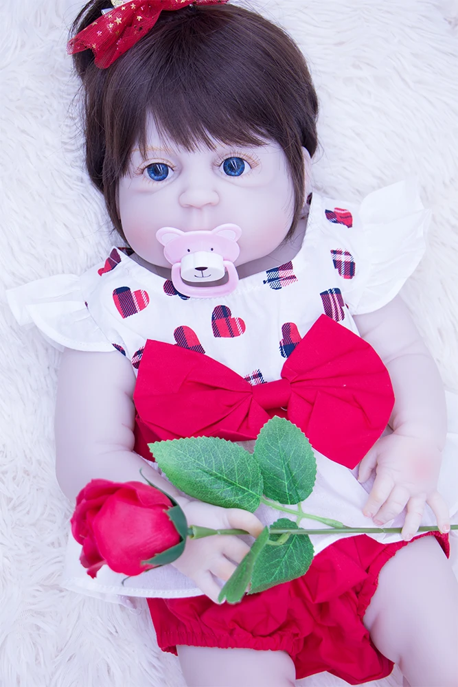 55 см настоящий полный корпус силиконовая девочка Reborn Baby Doll игрушка милые голубые глаза Младенцы принцесса куклы Bebe Reborn Bonecas купаться игрушка подарок