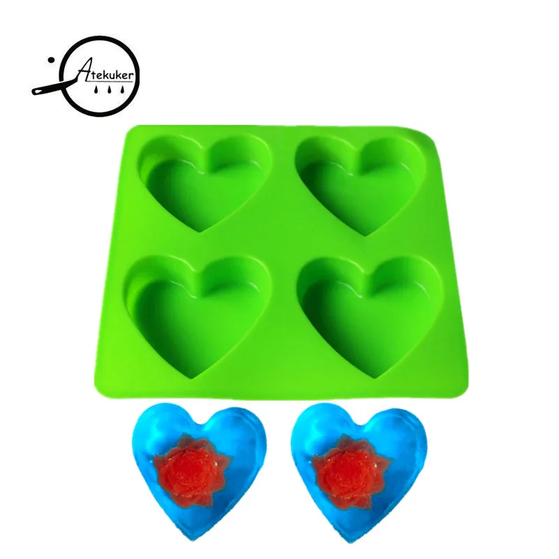 

Atekuker Love Heart Shape Silicone Cake Mold For Baking Ice Cube Tray Silicone Form Molds For Soap Making Pastry Mould