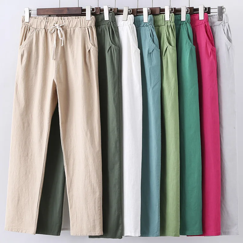 

Women's Lace up Harem Pants Elastic Waist Loose Pockets Female Solid Trousers 2019 Spring Summer Fashion Ladies Casual Bottom