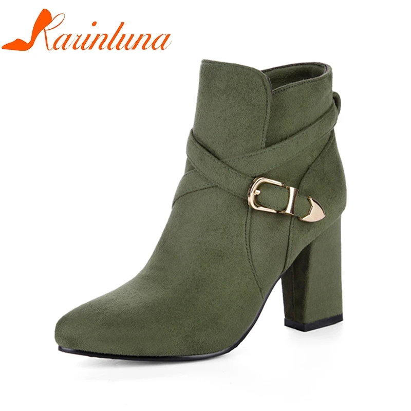 KARINLUNA 2018 Large Size 32-43 Square High Heels Woman Ankle Boots Fashoin British Style Autumn Winter Shoes Boot Women