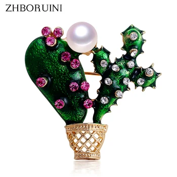 

ZHBORUINI High Quality Natural Freshwater Pearl Brooch Pearl Cactus Brooch Breastpin Pearl Jewelry For Women Gift Accessories