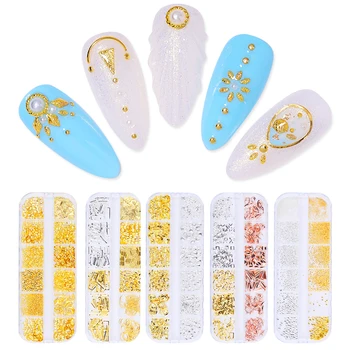 

Irregular Nail Studs Rivet Gold Silver Rose gold Geometric Beauty Patterns Mixed Sizes 3D Nail Decoration Accessories