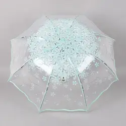 Женский прозрачный Солнечный зонтик складной Романтический Сакура вишня зонтики с принтами цветов HYD88