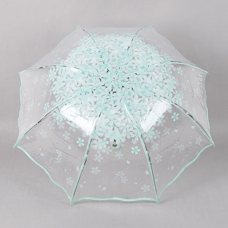 

Women Transparent Clear Rain Sun Umbrella Folding Romantic Sakura Cherry Flower Umbrellas HYD88