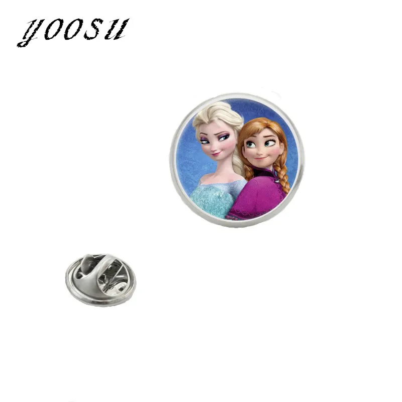 

2018 New Anna Snow Queen Collar Tips Glass Photo Lapel Pins Men And Women Accessories