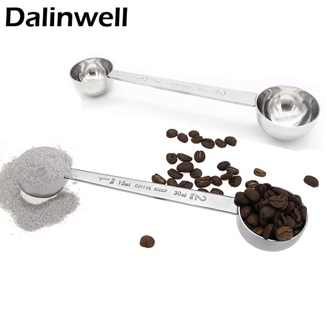 Cheap Stainless Steel Coffee Scoop Double Side Professional Coffee Measuring Spoon 1 tbsp and 2 tbsp 15ML 30ML  Coffee & Tea Tools