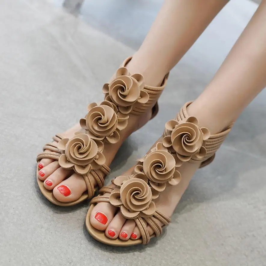 

NUASK Shoes Sandals Fashion Women Sandals Summer Shoes Flower Wedges Girl Roman sandals summer 2018JU28