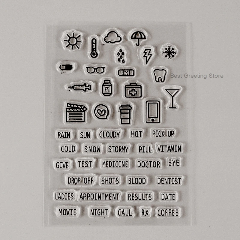 

mini diary stamps clear weather planner stamps bullet journal stamps