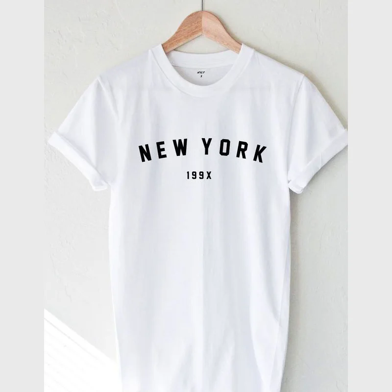 

100%Cotton NEW YORK 199X Printed Loose Short Sleeve T-Shirts Women Girls Teen TRAFA Fashion Free Feel Tops Harajuku Comfortable