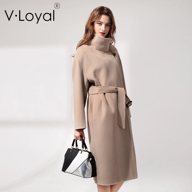 

New fashions in autumn and winter, lace, double faced cashmere coat, new European and American long hair coat.