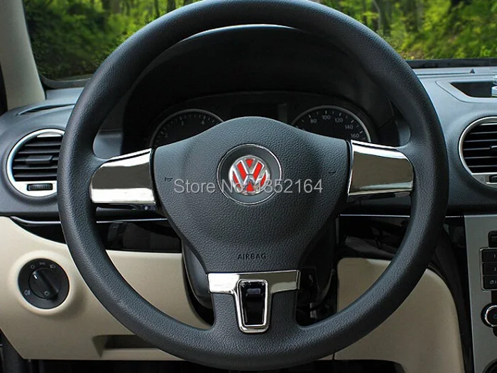 Автоматическая крышка рулевого колеса, внутренняя отделка украшения для Volkswagen vw Tiguan 2010-2013, ABS хром, автомобильные аксессуары, 3 шт./компл