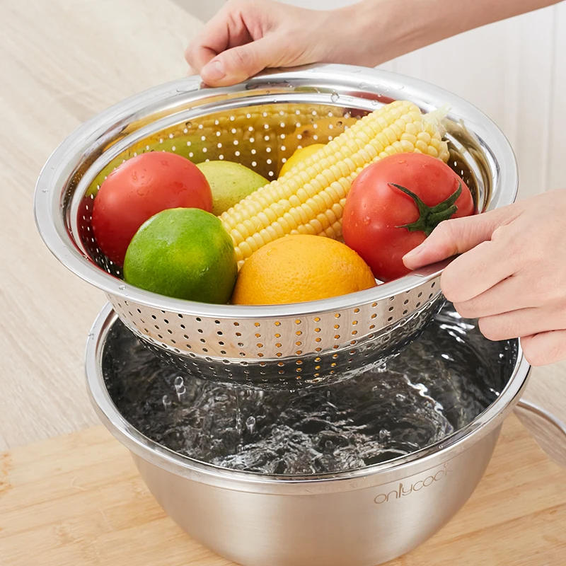 

2 PCS Stainless steel sink drain sink set wash basin wash two sets of washing rice sieve