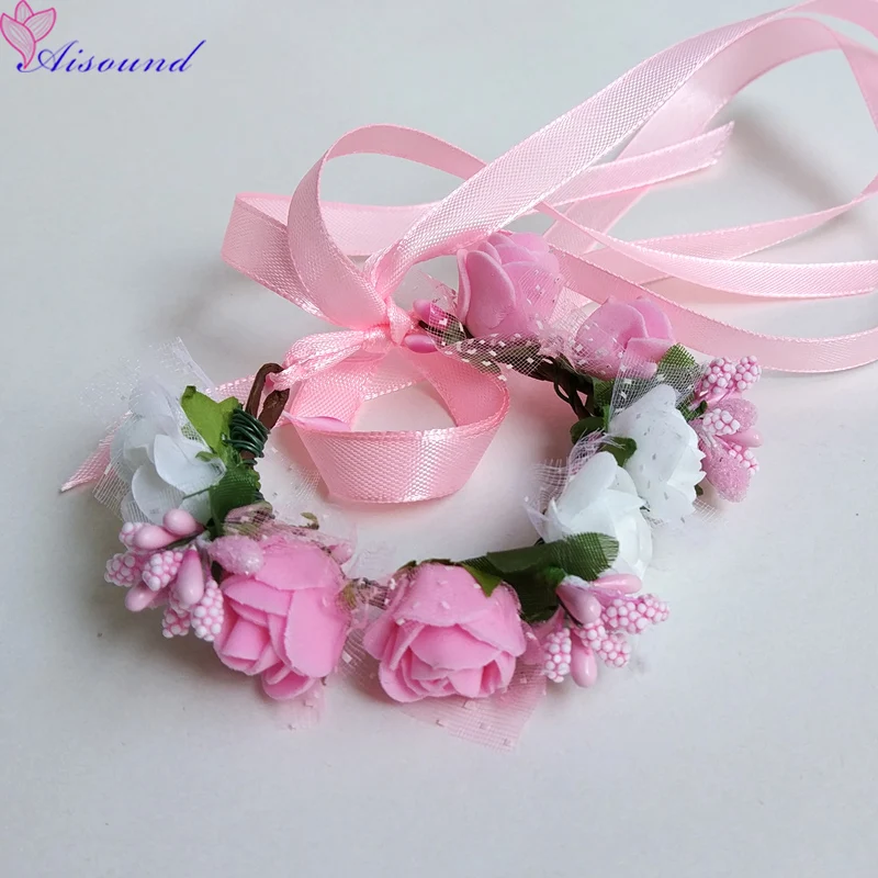 

2pcs Brand Flower Wreath PE Rose Wreath For Baby Head Adult Hand Decorative Flowers For Wedding Event & Party Supplies