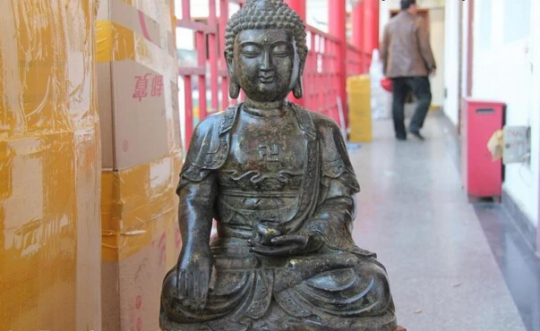 

S1117 Tibet Buddhism Temple Copper Bronze Amitabha RuLai Shakyamuni Buddha God Statue D0318