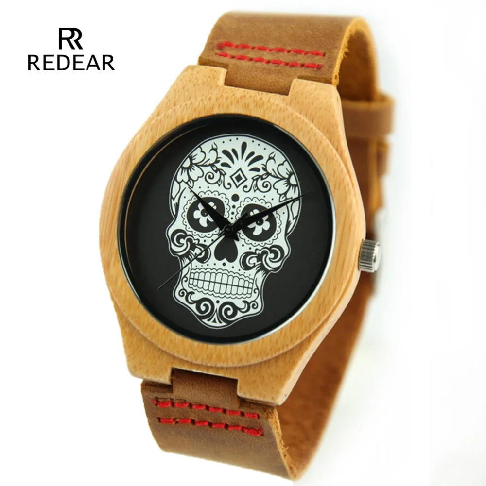 Redear New Skull Collection Natural Wood font b Watches b font font b Men b font