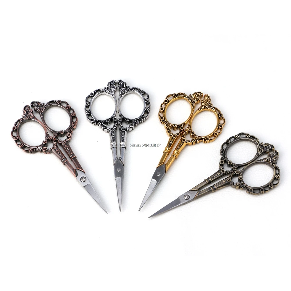 

European Vintage Floral Scissors Stainless Steel Sewing Shears DIY Craft Tools