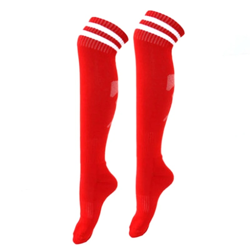 1 Pair Sports Socks Knee Legging Stockings Soccer Baseball Football Over Knee Ankle child/adult Socks Hot Sale - Цвет: RD