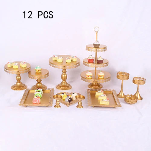 14-6 шт/набор Золотая зеркальная поверхность Свадебный десертный лоток стойка для кексов, пирожное-Корзиночка подставка для торта стол декоративное украшение для вечеринки - Цвет: 12 PCS NEW