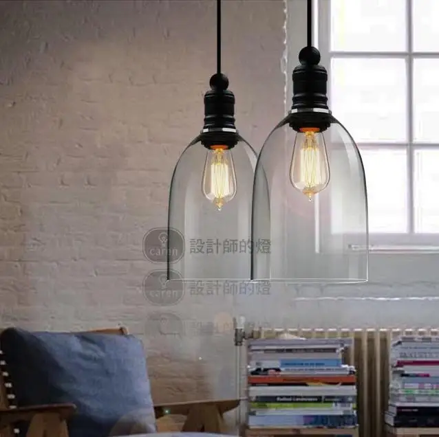 modern crystal bell glass pendant lights vintage industrial lighting edison bulb droplight home luminaire pendants l93 industrial