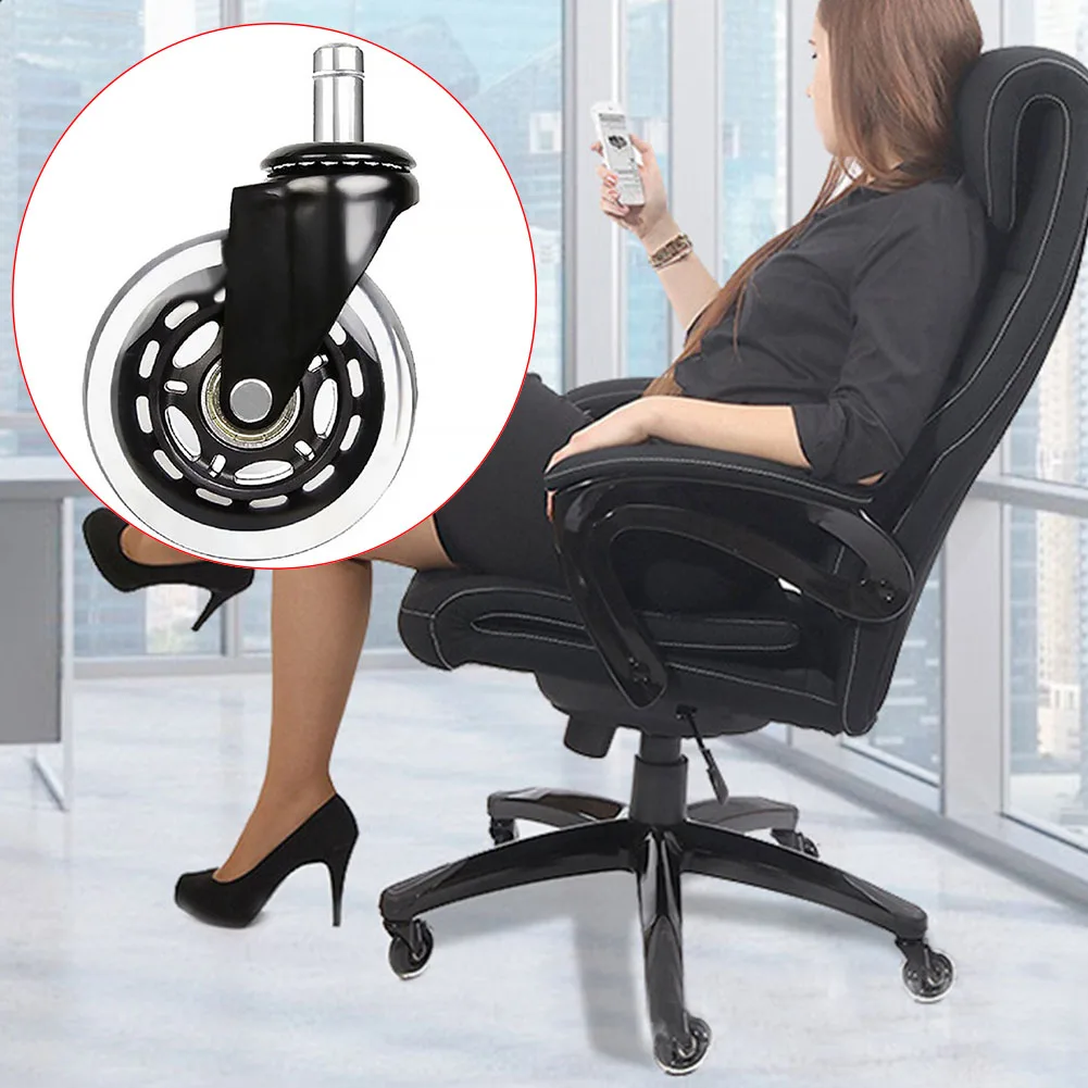 

5Pcs Hard Floors Durable Wheel Furniture Insertion-type Chair Universal Office Wearproof Transparent