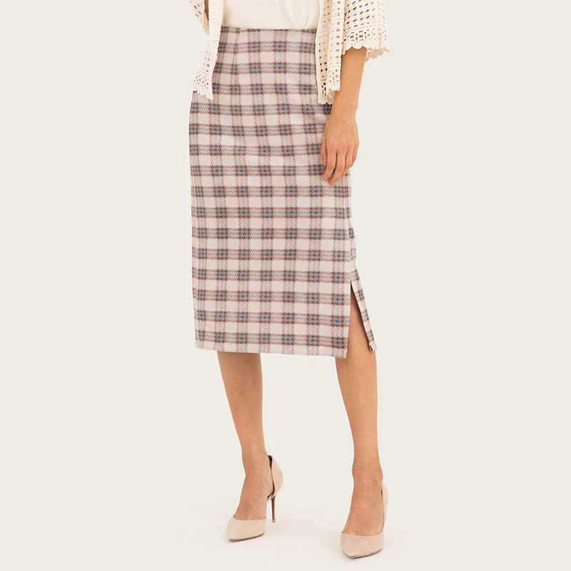 

Wasteheart Spring Women Skirts Fashion Sexy High Waist Mid-Calf Long Skirt Plaid Clothing Plus Size S M L XL XXL Office Skirts