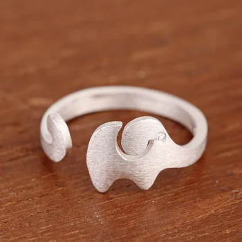 

Bijoux Bohemian Vintage 925 Sterling Silver Elephant Rings For Women Wedding Large Open Rings Girls Fancy Jewelry Wholesale