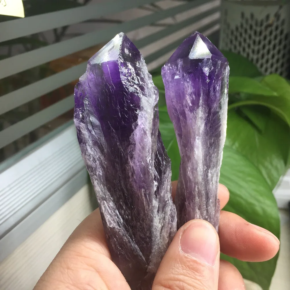 2pcs/lot Natural Raw Gemstone Quartz Crystal Stone Point Healing Wand Treatment Amethyst Specimen | Дом и сад