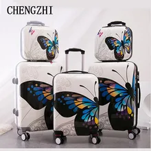 CHENGZHI 1" 20" 2" дюймов Мода бабочка Сумки на колёсиках наборы Спиннер чемодан колеса носить на дорожные сумки