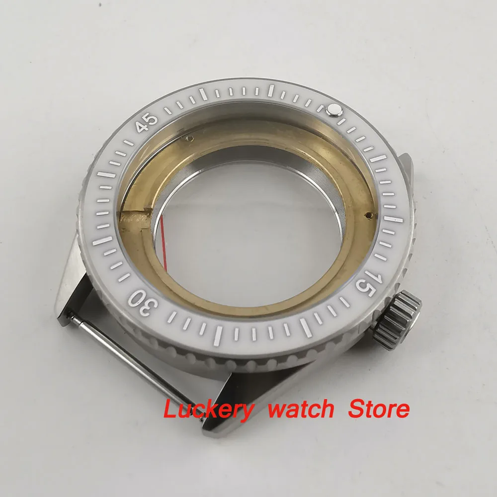 

43mm ceramic bezel sapphire glass 5ATM watch case Fit for ETA 2836 ,Mingzhu 2813 3804 ,Miyota 82 series movement-BK32