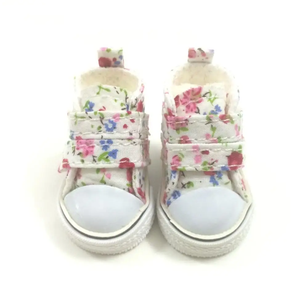 

BEIOUFENG 5CM Doll Shoes Gym Shoes Accessories for Dolls,1/6 BJD Footwear Flower Fabric Shoes for Cloth Doll,Mini Sports Shoes