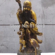 Bi0011795 Китайский Буддизм Бронзовый Свинка кран Лаки персик Мальчик долголетие Бог Статуя Будды