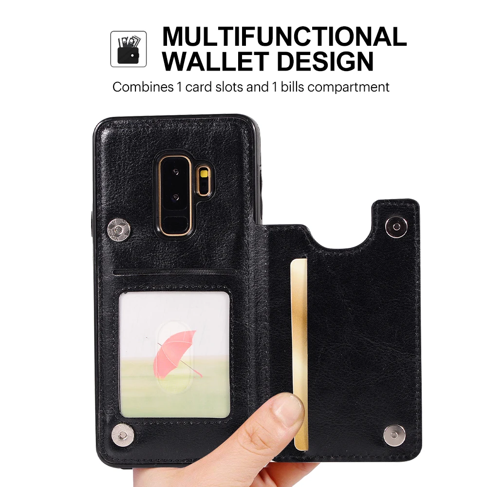 

For Samsung Galaxy S9 S8 Plus Leather Stand Holder Protect Case For Samsung Galaxy S7 Edge Note 8 With Card Full Back Cover Case