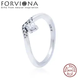 Оригинальный 100% Настоящее серебро 925 пробы классический Желание Кольцо с прозрачными камнями для Для женщин свадебные кольцо на годовщину