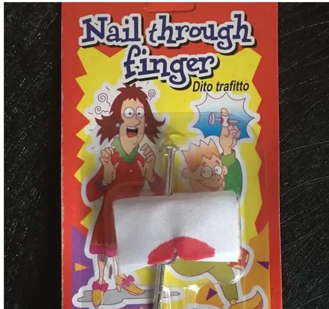 New Prank Maker Trick Fun Novelty Funny Joke Toy Fake Nail Through Finger Trick Halloween Kids Children Gags Practical Jokes 4