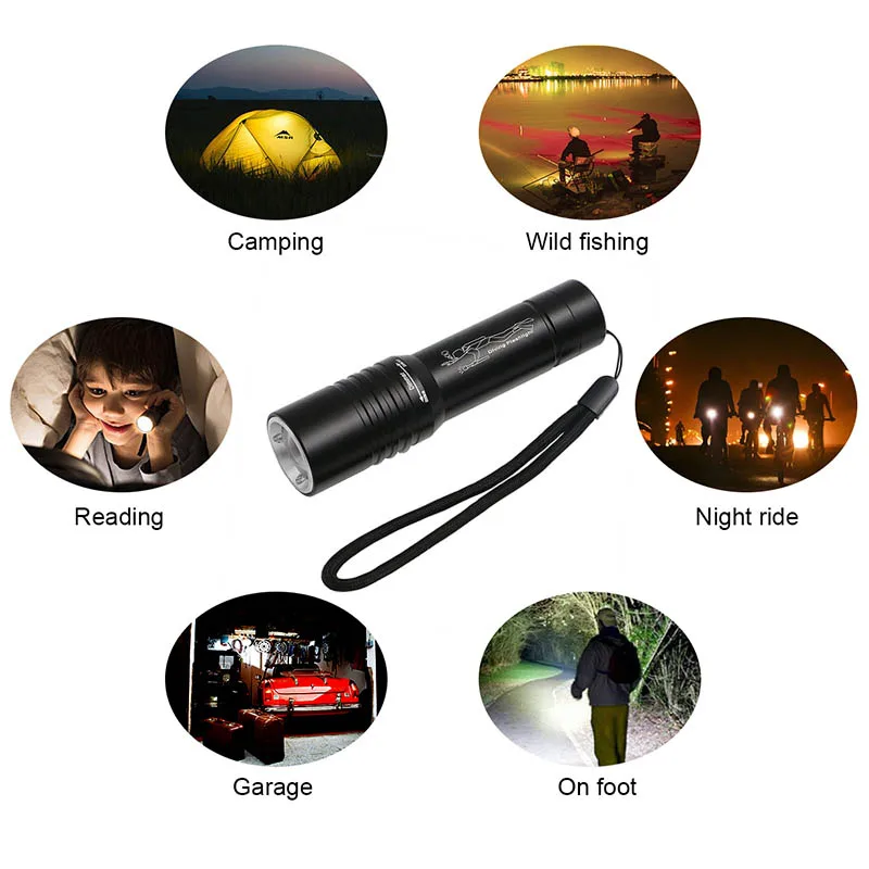 

LED Diving Flashlight Waterproof Battery Powered Torch Light for Camping Climbing Emergency LB88