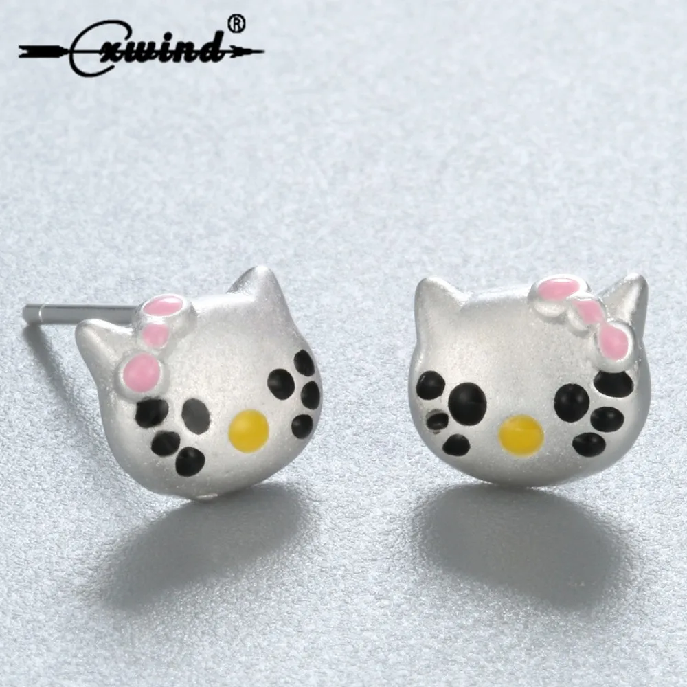 Cxwind Lovely Kitty Cat Stud Earrings for Women Cute Baby Jewelry